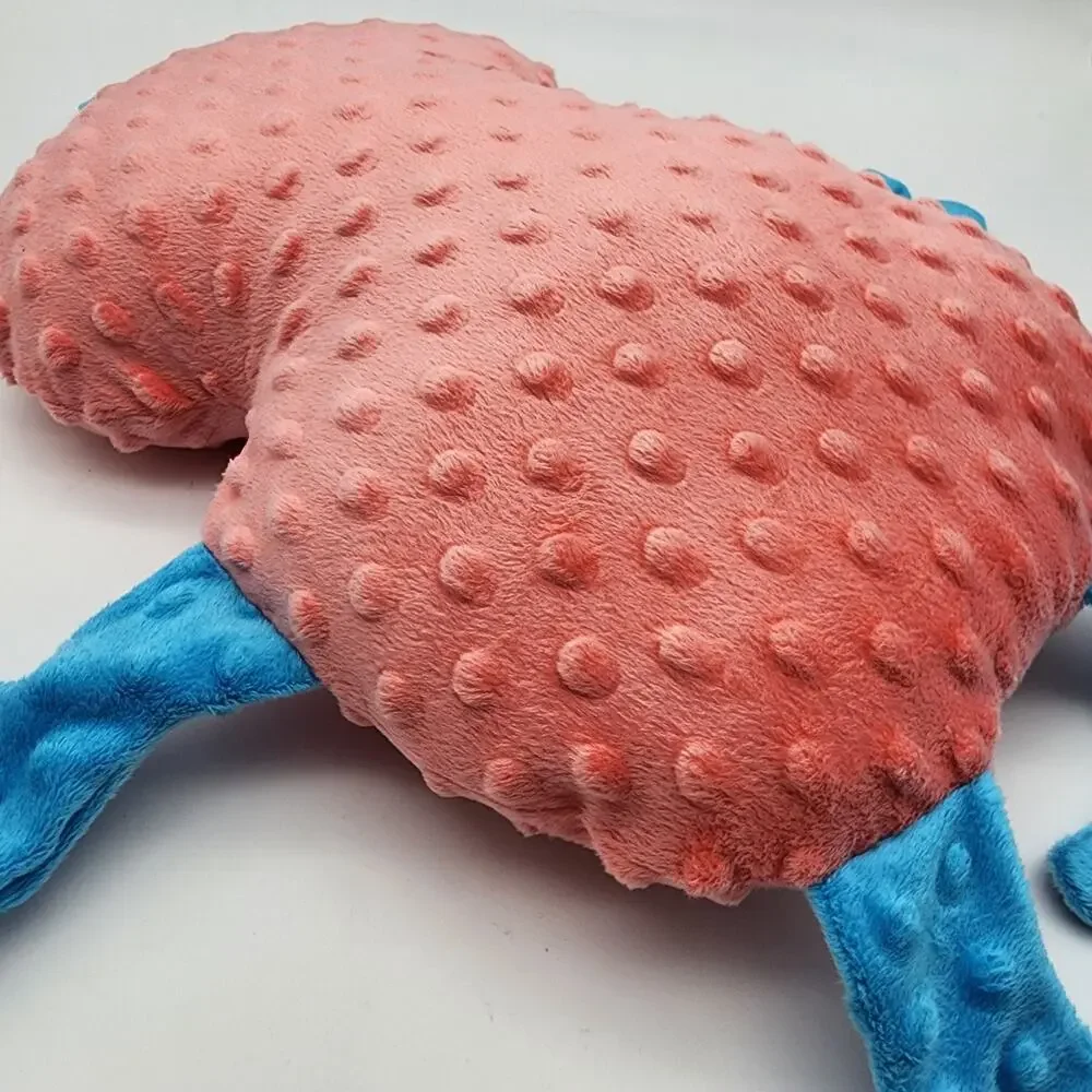 Friendly Monster Minky Plush 14” Pink Body Blue Floppy Legs Stuffed Animal Toy
